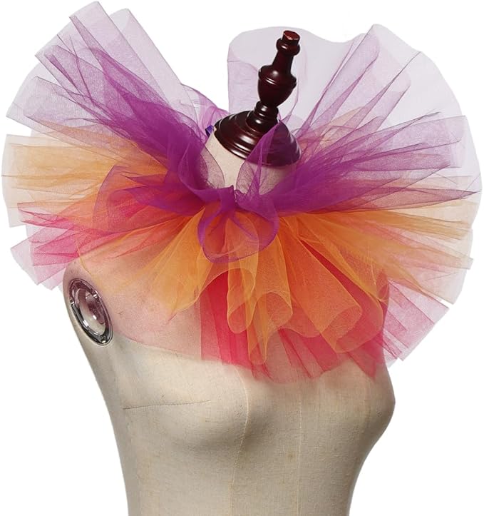 BLESSUME Victorian Retro Mesh Neck Ruff Ruffle Collar Layered Clown Neck Collar