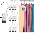 Legging Organizer for Closet, Yoga Pants Hangers 40 Pack Hanging Clips Coated Clips for Leggings, Hanger Space Saving Closet Organizers and Storage for Skirt, Shorts, Hats, Towel, Boot, Jeans