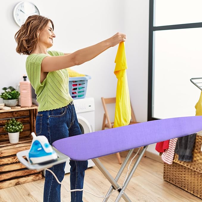 BNDX 18"x49" Ironing Board Cover for Homemakers – Lavender, Thick Padding with Bongee Cord & Buckle Straps, Durable, Scorch & Stain Resistant, Easy to Install