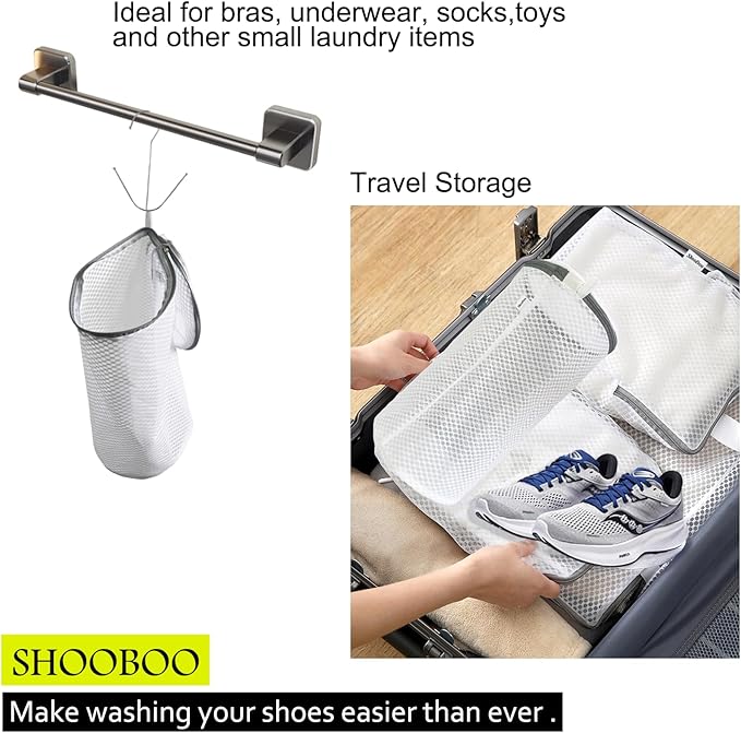 Shoe Washing Machine Bag,3 Pack Laundry Shoe Bag for Washer and Dryer,Mesh Laundry Bags with Zipper for Sneakers,Trainers,Socks,Bras,Delicates,and Toys