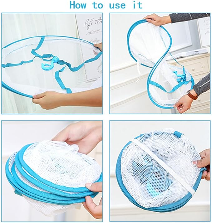 iayokocc 2 Tiers Folding Drying Rack, Folding Mesh Clothes Hanging Dryer, Portable Sweater Drying Rack Lay Fold Flat to Dry Mesh Clothes Hanger for T-Shirt, Swimsuit, Sweater, Delicates