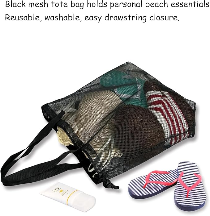 4Pieces Cute Mesh Pool Tote Bags,Mesh Beach Bags With Drawsting For Swim,Travel,Party