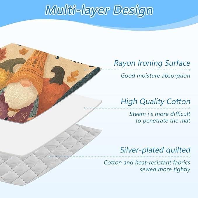 Ironing Mat Pad for Table Portable Travel Iron Blanket Ironing Board Covers Pressing Mat Heat Press Pads 27.6x47.2 Inches Orage Pumpkin Gnomes58
