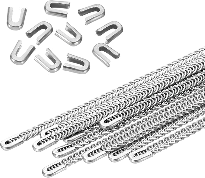 PATIKIL 10 Pcs 12 Inch 304 Stainless Steel Metal Steel Spiral Corset Boning, Metal Boning with 10pcs 6mm Boning Tips for Sewing Corset, Making Costume,Hoop Skirt, Collar (6mm Wide)