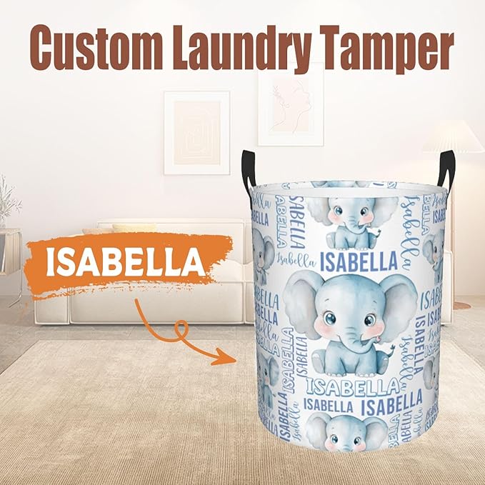 Custom Name Laundry Hamper, Personalized Laundry Basket with Name for Baby Boys Girls, Customized Collapsible Dirty Clothes Hamper Storage with Handles for Bedroom Bathroom Dorm Room Decor