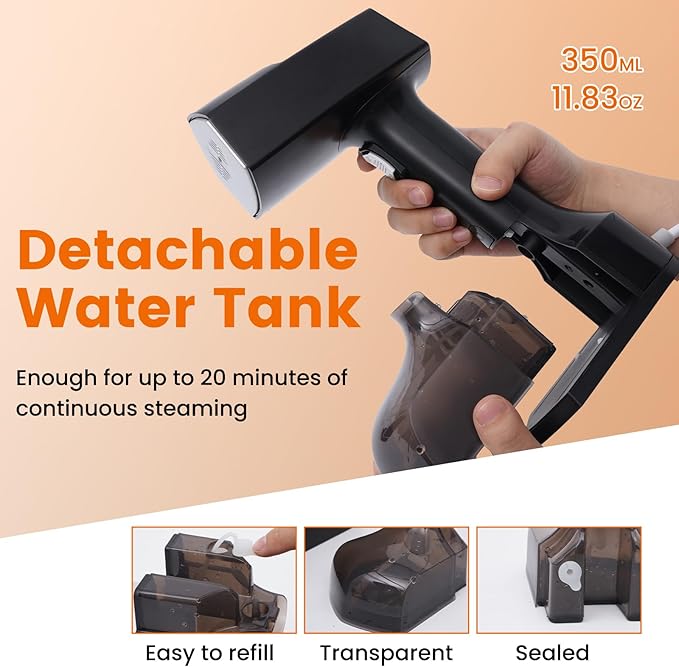 Travel Steamer for Clothes, 2500W Powerful Portable Handheld Clothing Steamer, 10-Second Fast Heating Hand Held Garment Steam Iron, 3 Steam Modes, with 350ml Large Water Tank, for Home Travel Office