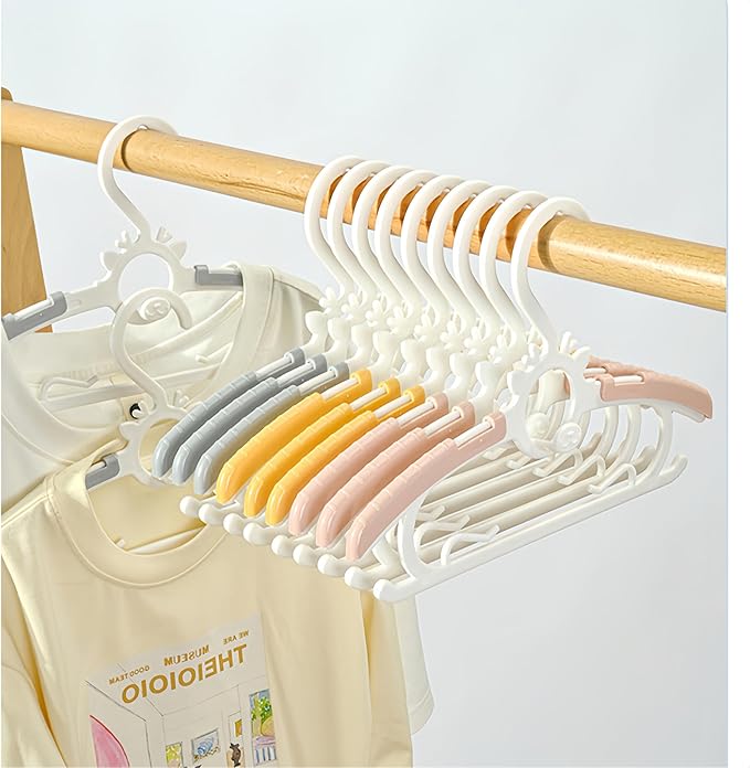 Baby Kids Clothes Hangers, 10 Pack Toddler Infant Nursery Childrens Hanger for Closet, Plastic Adjustable Stackable Hangers for Baby Clothes