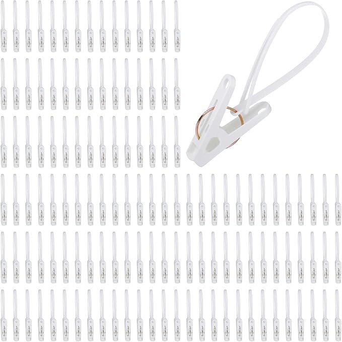 150 Pcs Clothes Pins Clothes Peg Clip Pins with Plastic Rope for Clothesline, Heavy Duty Laundry Hooks Hanging Clips Bulk Windproof Clothes Hanger for Hanging Clothes Socks Pants Bra Underwear Towel