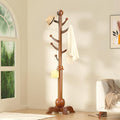 Hall Tree, Freestanding Wood Tree Rack with 7 Hooks, Coat Rack with Stable Sphere Base, Wooden Coat Rack Stand, Load 210 lb, Coat Hanger Stand for Entryway, Hallway, Bedroom (Natural)