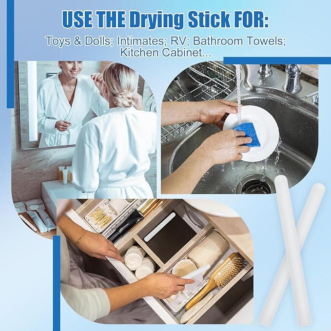 Timgle 20 Pcs Diatomaceous Drying Stick Reusable Water Absorbing Stick Made from Diatomite Desiccant Bar for Moist Air in Sandwich Layer Inside Items, Kitchen Bathroom (5.91 Inch)