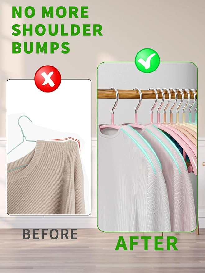 SLMT Sweater Hangers No Shoulder Bump Womens Coat Hanger Non Slip 28 Pack Heavy Duty Metal Clothes Hangers for Closet