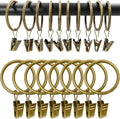 100 Pack Bronze Curtain Rings with Clips, Curtain Hooks Hangers Clip Rings for Hanging Drapes Bows Hat, Drapery Rings 1.5 in I D, Fits up to 1.2 in Diameter Curtain Rod.