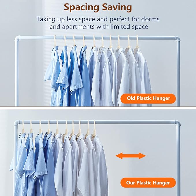 DEDU Plastic Clothes Hangers 36 Pack, Extra Thick Wide Shoulder Coat Hangers with 360° Swivel Hook Non Slip, Sweater Hangers Suit Hanger for Suits, Sweater, Dresses, Pants (Beige)