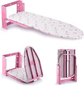 Wall Mounted Ironing Board Adjustable Height, 36 x 12 Inch Fold Away Iron Board Wall Mount Space-Saving Ironing Board with Removable Heat Resistant Cover for Small Spaces Home Laundry Room Pink