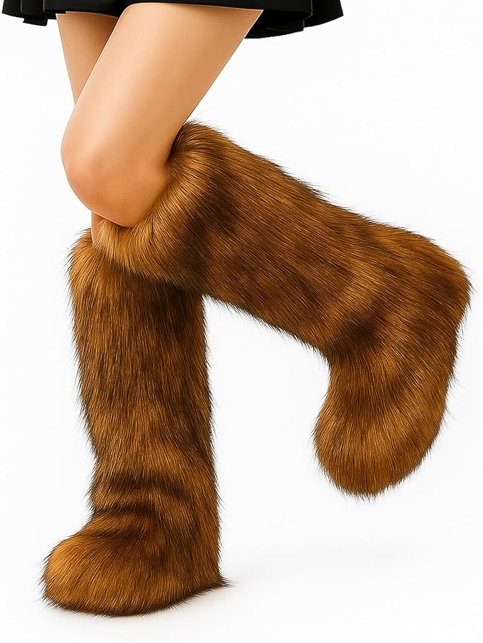 Berlune Faux Fur Fuzzy Leg Warmers Furry Boot Cuff Fur Fluffy Shoes Cover Sleeves for Women Valentines Winter Costumes