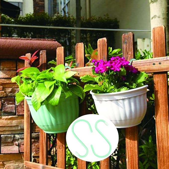 6 Inch Large Heavy Duty S Hooks,Green S Hook for Hanging Clothes,Rubber Coated S Hooks, Non Slip Vinyl Coated S Hanger Hook for Hanging Plants Outdoor, Pots and Pans, Coffee Cups, Garden