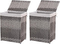 Mxfurhawa Slim Laundry Basket on Wheels, Heavy Duty Cotton Liner Laundry Storage Hamper with Handles, Collapsible Clothes Wire Basket Organizer Laundry Bag (2PCS-02A)