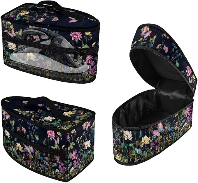 Butterfly Flower Print Steam Iron Storage Bag Portable Garment Steamer Case Lightweight Travel Iron Organizer Waterproof & Dustproof Carrier Bag, Case Only