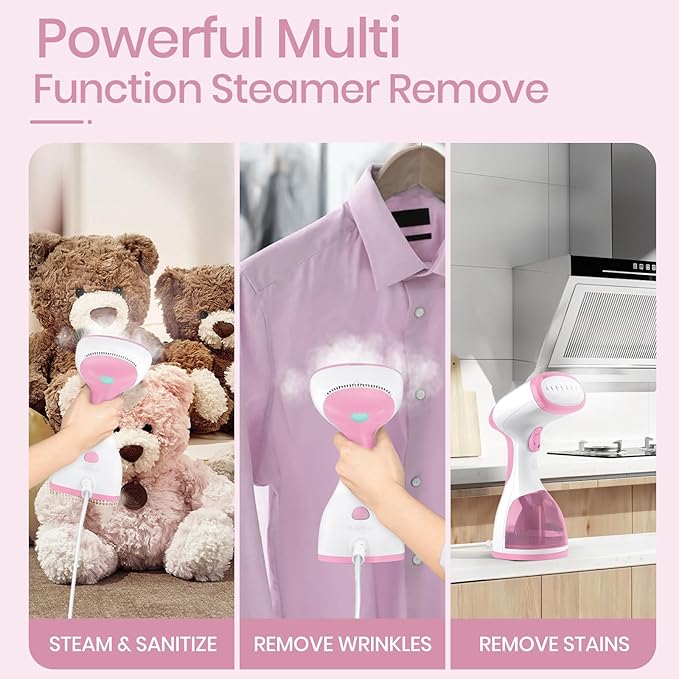 Steamer for Clothes 1500W，30S Fast Heat Plancha a Vapor Para Ropa, 260ML Water Tank Clothing Garment Fabric Iron Travel Steamer Handheld Portable for Wrinkles