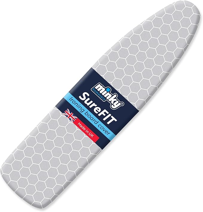 Minky Homecare SureFit Super Soft Ironing Board Cover and Pad with Ultra Thick Felt Backing for Smoother Ironing and Pressing - 54 x 15 inches