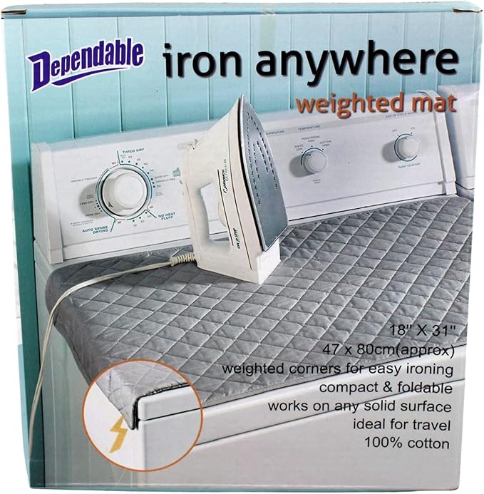 Dependable Industries Inc. Essentials Ironing Board Pad to Use Anywhere Quilted Magnetic Corners Iron Anywhere Travel Home with Silicone Heat Resistant Iron Rest Pad (Red)