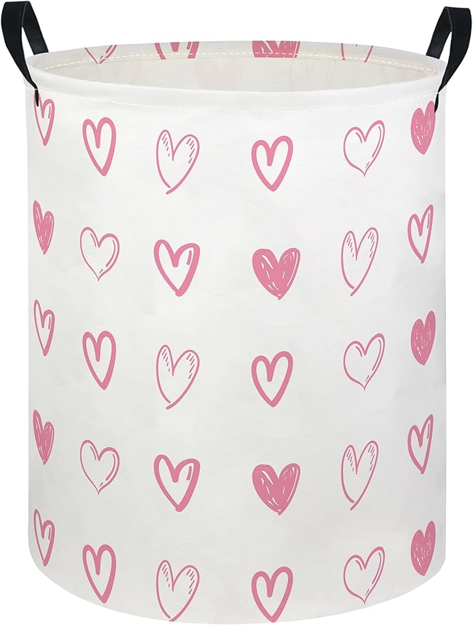 Baby Laundry Hamper kids laundry Basket Waterproof Laundry Bag for Bedroom Toy Clothes Organizer Room Décor(Pink Heart)