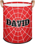 Spider Wed Personalized-Laundry-Hamper-Basket for Kids Custom Name Collapsible Storage Organizer Bin Dirty Clothes Toys Hamper for Boys Nursery in Laundry, Bedroom, Bathroom Blue Red