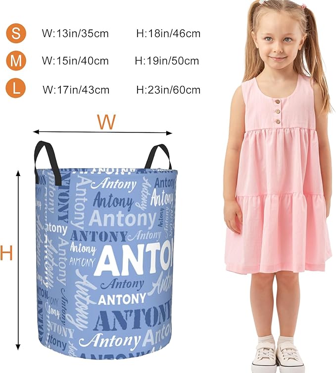 Custom Name Laundry Basket, Personalized Collapsible Laundry Hamper with Name for Bathroom Bedrooms, Customized Dirty Clothes Hamper Storage Basket Gifts for Kids Boys Girls Baby Men Women