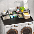 Washer Dryer Countertop with Shelf, 54" x 27.5" Wooden Washer and Dryer Topper, Laundry Countertop with Anti-Slip Pads, Washer Dryer Topper for Laundry Room Organization and Storage (Black)