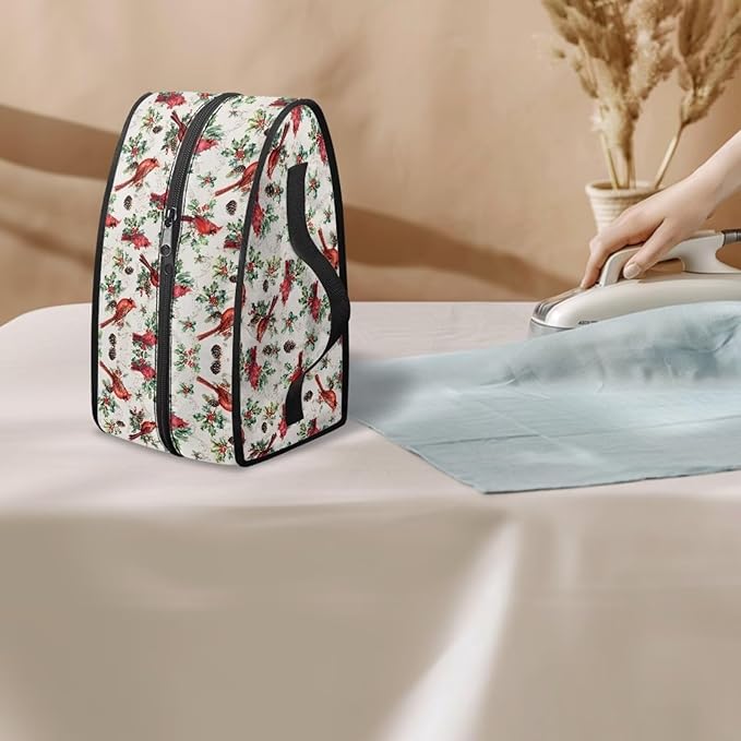 Christmas Steam Iron Storage Bag Fits for Accessories Travel Irons Decorative Cute Clothes Iron Storage Case with Zipper Closure, Cardinal Bird Nut