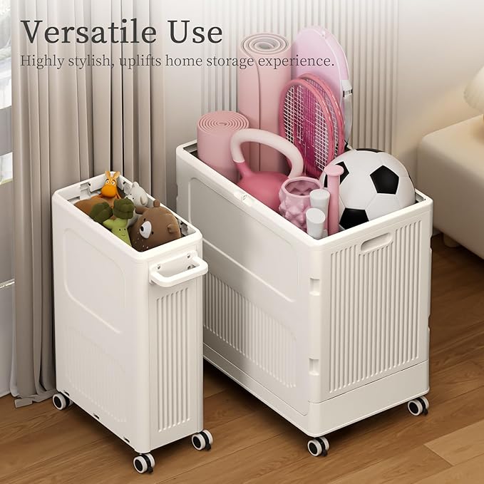 HAIXIN HOME Rolling Laundry Hamper with Lid, 130L Large Capacity Clothes Hampers for Laundry, Plastic Collapsible Laundry Baskets with Wheels and Lid, Install-Free & Easy to Transport to Laundry Room