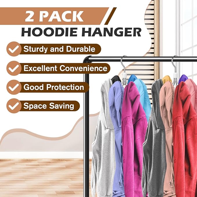 Hoodie Organizers 2-Pack, 6 Balls 360°Swivel Hoodie Hangers for Closet