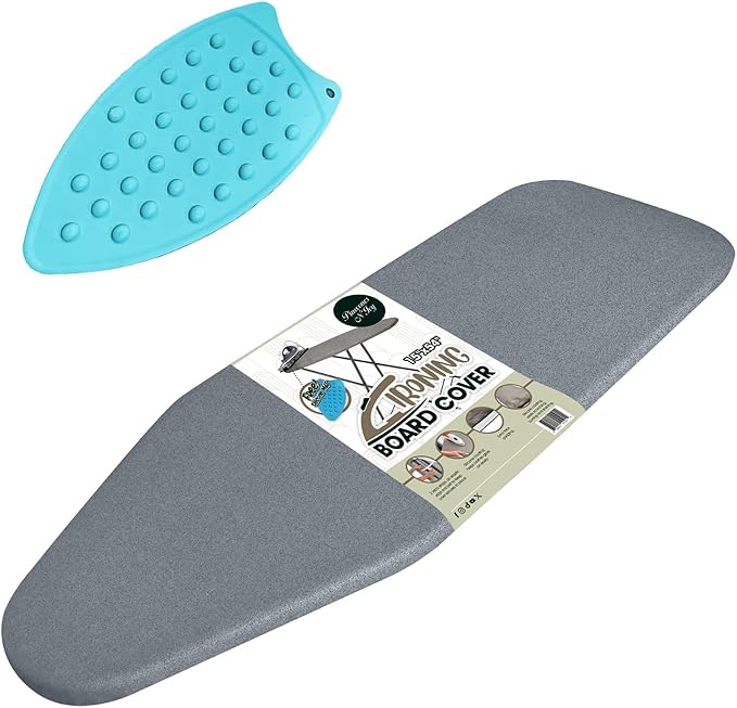 Full Size Ironing Board Cover and Pad 15x54 w/ Silicone Mat | Polyester Cotton Mesh Large Ironing Board Cover and Pad | Ironing Board Covers with Padding Standard Size | Iron Board Cover With Padding