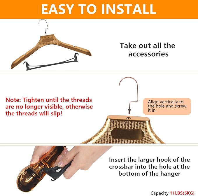 DEDU Suit Hangers for Men 15 Pack, Rose Gold Coat Hangers Extra Wide Non Slip Width 17.7", Thick Plastic with Pants Bar & Metal Hook