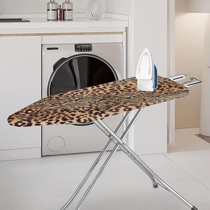 GLENLCWE Wild Leopard Cheetah Print Ironing Board Cover Standard Sizes 15x54 Inch,Stylish Iron Board Cover Replacement Protector with Elastic Edge,Heat Reflective