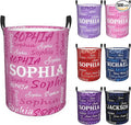 Custom Name Laundry Hamper, Personalized Laundry Basket with Name for Baby Boys Girls, Customized Collapsible Dirty Clothes Hamper Storage with Handles for Bedroom Bathroom Dorm Room Decor