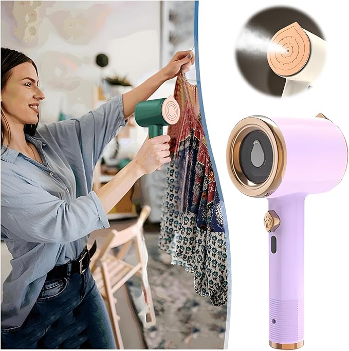 Portable Mini Ironing Machine, Handheld Mini Ironing Machine Travel and Handheld, Portable Mini Steam Iron, Portable Iron Steamer for Clothes (1, Purple)