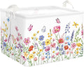 Colourful Flowers Laundry Hamper Large Storage Basket Floral Collapsible Adult Organizer Kids Clothes Toys Bins for Bedroom, Bathroom, Pinkish Purple, 36L