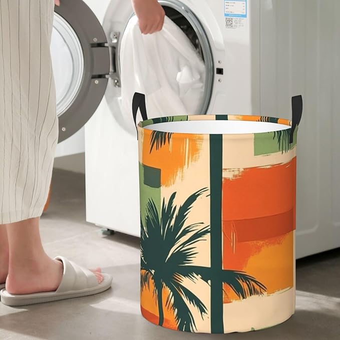 Retro Tropics Print Laundry Basket For Storage Bins Gift Baskets Bedroom Clothes Hamper
