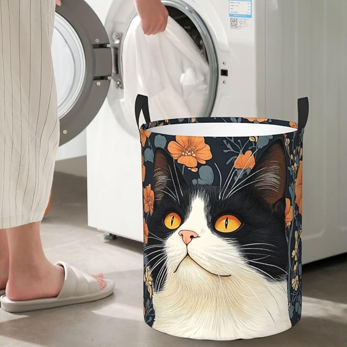 Cute Cat Print Laundry Basket For Storage Bins Gift Baskets Bedroom Clothes Hamper