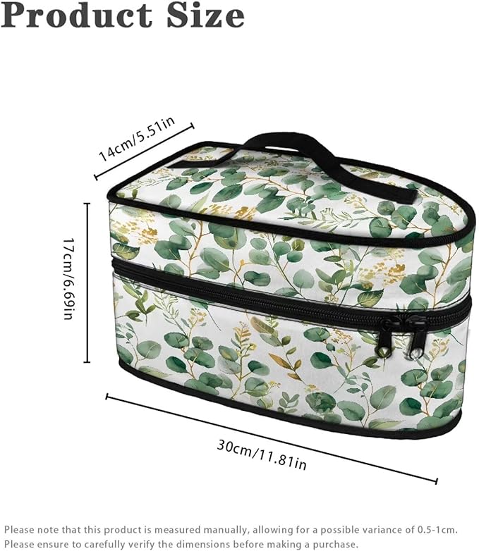 Green Leaves Iron Tote Case for Travel, Mini Steam Iron Dustproof Protective Carrying Bag Universal for Most Iron with Handle