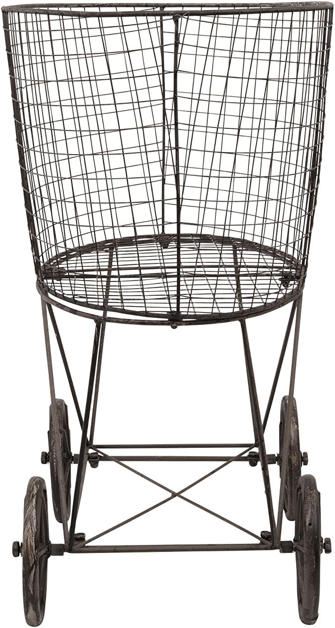 Creative Co-op Vintage Metal Laundry Basket with Wheels 25" x 15" x 26 3/4" (W x D x H)