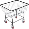 20''x15.7''x26" Wire Laundry Cart, 2.5 Bushel Wire Laundry Basket with 4" Wheels Commercial Laundry Cart Rolling Laundry Basket for Laundry Clothes Storage