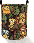 Funny Bigfoot Laundry Basket Hamper for Boys Girls Kids Adults, Foldable Waterproof Oxford Clothes Storage Bin, Cartoon Sasquatch Forest Organizer for Bedroom Bathroom Room Decor 19.7"x15.8"