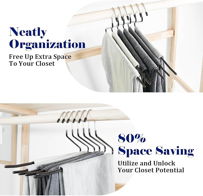 50 Pack Open Ended Pants Hangers with Non Slip Design,Suitable for Trousers,Jeans,Towels for Closet Space Saving,Durable Metal Material with Rubber Coating (Black)