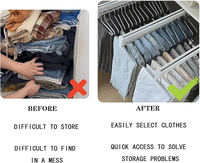Pull-Out Closet Rod, Clothes Hanger Rail for Wardrobe, Organizer Rack (Black, 50cm/19.68in)