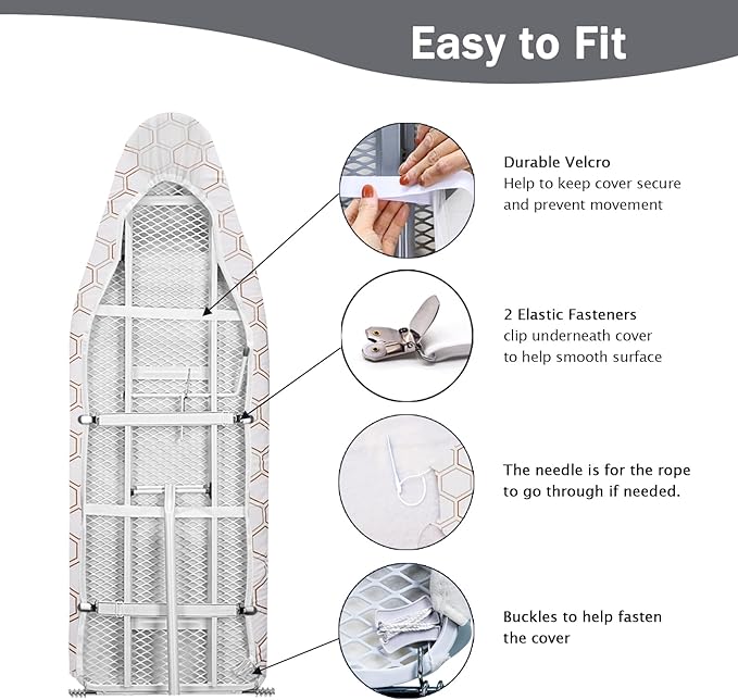 SheeChung 14"x42" Over The Door Ironing Board Cover and Pad,Thick Iron Covers with Fastener Straps,Durable Scorch & Stain Resistant Padded Door Ironing Board Cover