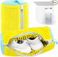 Shoe Washing Machine Bag,Laundry Shoe Bag for Washer and Dryer,Reusable Shoe Cleaning Bag for Sneakers,Tennis Shoes,With Self-locking Zipper, Microfiber Inside,Include Shoes Storage Bag (Yellow(2PC))