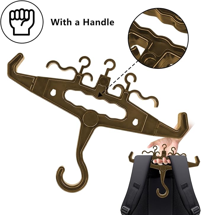 YOZWOO Heavy Duty Hangers Plastic Clothes Hangers with Detachable Hanger and Wetsuit Hanger - 200lb Load Capacity Non-Slip Design for Body Armor, Police Vest, Wetsuit, and Survival Gear (Khaki)