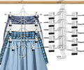 Skirt Hangers with Clips, Jadkysarh 5 Tier Pants Skirt Hangers Space Saving Multi Shorts Hangers with Adjustable Clips Closet Organizer and Storage for Jeans, Leggings 4 Pack